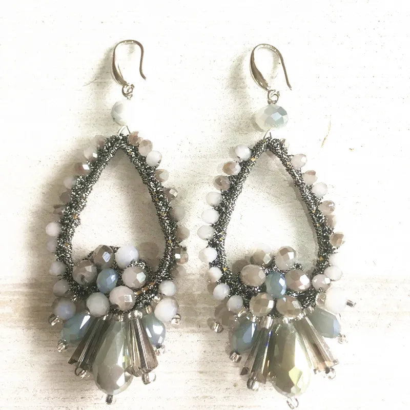 Bohemian Crystal Weave Drop Earrings Women's Jewelry
