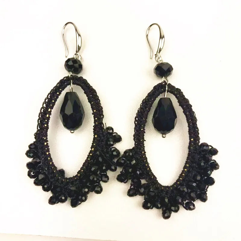 Dongmu Jewelry Bohemian Style Water Droplets Earrings Crystal Gift