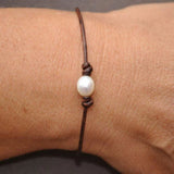 Bohemian Freshwater Pearl Leather Cord Bracelet
