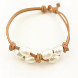 Bohemian Freshwater Pearl Leather Bracelet Classic Style Gift