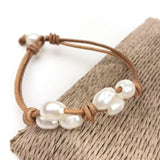 Bohemian Freshwater Pearl Leather Bracelet Classic Style Gift