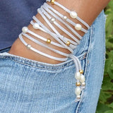 Bohemian Freshwater Pearl Leather Bracelet Classic Style Gift