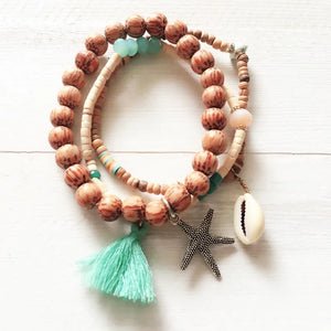 Boho Crystal Beads Charm Bracelet Four Leaf Clover Women's Bracelet