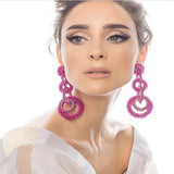 Bohemian Crystal Earrings Long Exaggerated Women's Accessories