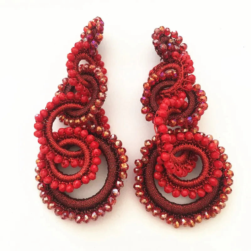 Bohemian Crystal Earrings Long Exaggerated Women's Accessories