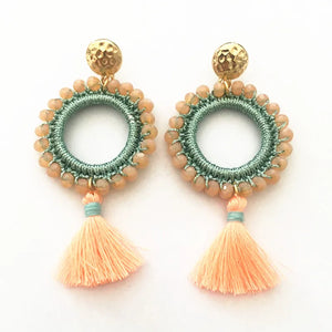 Pink Crystal Tassel Earrings Birthday Gift