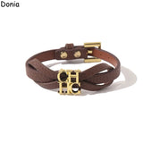 316L Stainless Steel Letter Bracelet Butterfly Leather Rope Bracelet