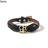 316L Stainless Steel Letter Bracelet Butterfly Leather Rope Bracelet