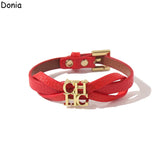 316L Stainless Steel Letter Bracelet Butterfly Leather Rope Bracelet