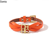 316L Stainless Steel Letter Bracelet Butterfly Leather Rope Bracelet