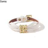 316L Stainless Steel Letter Bracelet Butterfly Leather Rope Bracelet
