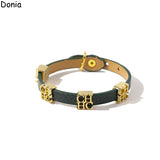 Letter Bracelet Single Loop Leather Rope Bracelet