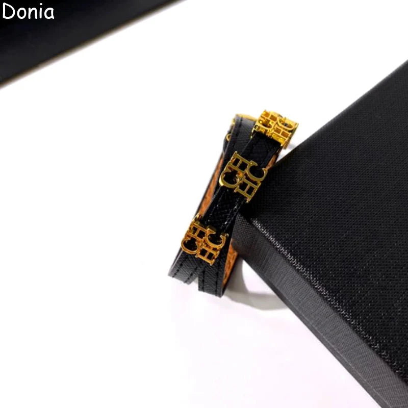 Donia Jewelry 316L Stainless Steel Letters Leather Rope Necklace