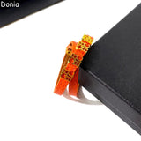 Donia Jewelry 316L Stainless Steel Letters Leather Rope Necklace