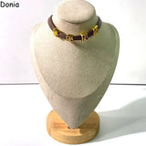 Donia Jewelry 316L Stainless Steel Letters Leather Rope Necklace