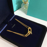 Donia Jewelry Bamboo Titanium Steel Zircon Necklace Double Chain Pendant