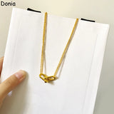 Donia Jewelry Bamboo Titanium Steel Zircon Necklace Double Chain Pendant