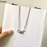 Donia Jewelry Bamboo Titanium Steel Zircon Necklace Double Chain Pendant