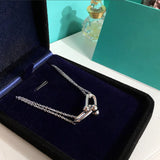 Donia Jewelry Bamboo Titanium Steel Zircon Necklace Double Chain Pendant