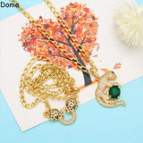 Leopard Titanium Steel Zircon Necklace