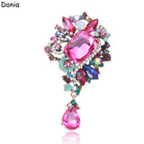 Donia Water Drop Glass Inlaid Alloy Brooch Crystal Bridal Corsage