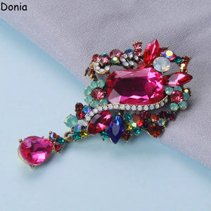 Donia Water Drop Glass Inlaid Alloy Brooch Crystal Bridal Corsage