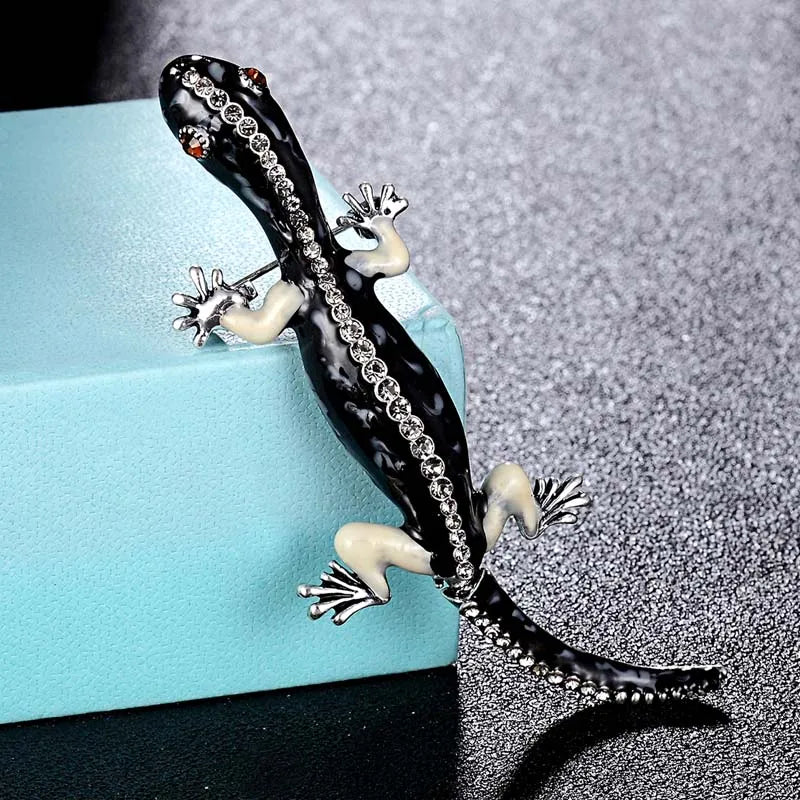 Donia Jewelry Jet Enamel Chameleon Animal Brooch for Men's Punk Jewelry