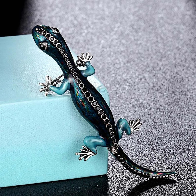 Donia Jewelry Jet Enamel Chameleon Animal Brooch for Men's Punk Jewelry