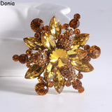 Donia Jewelry European Glass Flower Brooch