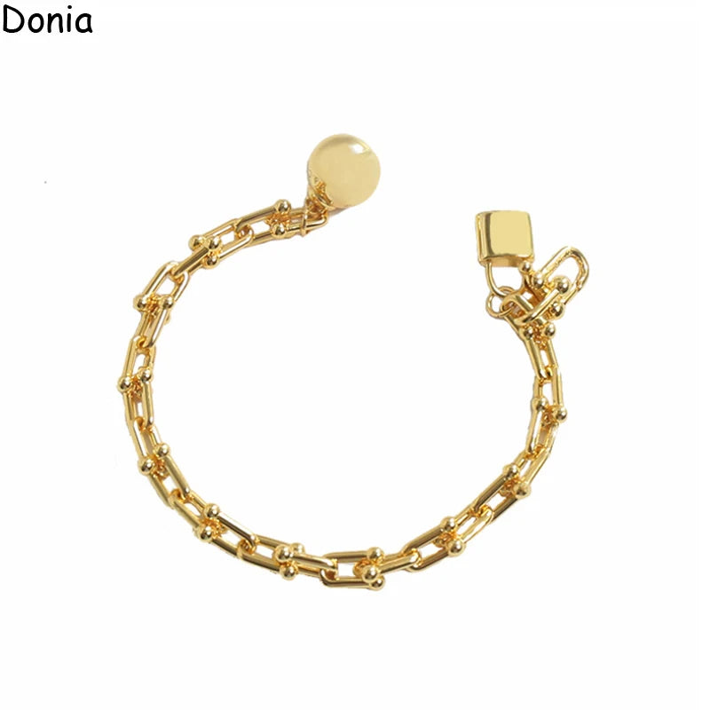 Donia Jewelry Titanium Steel Circle Chain Bracelet