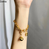 Donia Jewelry Titanium Steel Circle Chain Bracelet