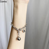 Donia Jewelry Titanium Steel Circle Chain Bracelet
