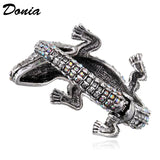 Donia Crocodile Alloy Open Bracelet Patina Animal Bracelet