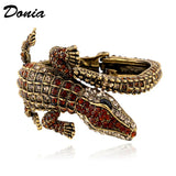 Donia Crocodile Alloy Open Bracelet Patina Animal Bracelet
