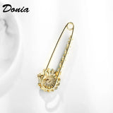 Glass Peacock Curved Needle Brooch Lady Flower Pin Coat Accessories
