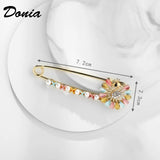 Glass Peacock Curved Needle Brooch Lady Flower Pin Coat Accessories