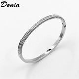 Donia Half Circle 4-Row Zircon Dark Buckle Bracelet