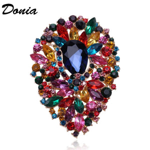 Large Crystal Glass Brooch for Women's Clothing Accessories