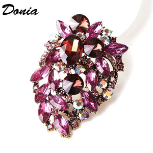Donia Glass Flower Brooch Coat Jewelry