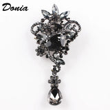 Donia Jewelry Glass Flower Brooch Drop Pendant Accessories