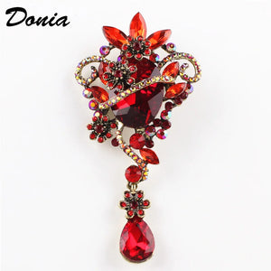 Donia Jewelry Glass Flower Brooch Drop Pendant Accessories