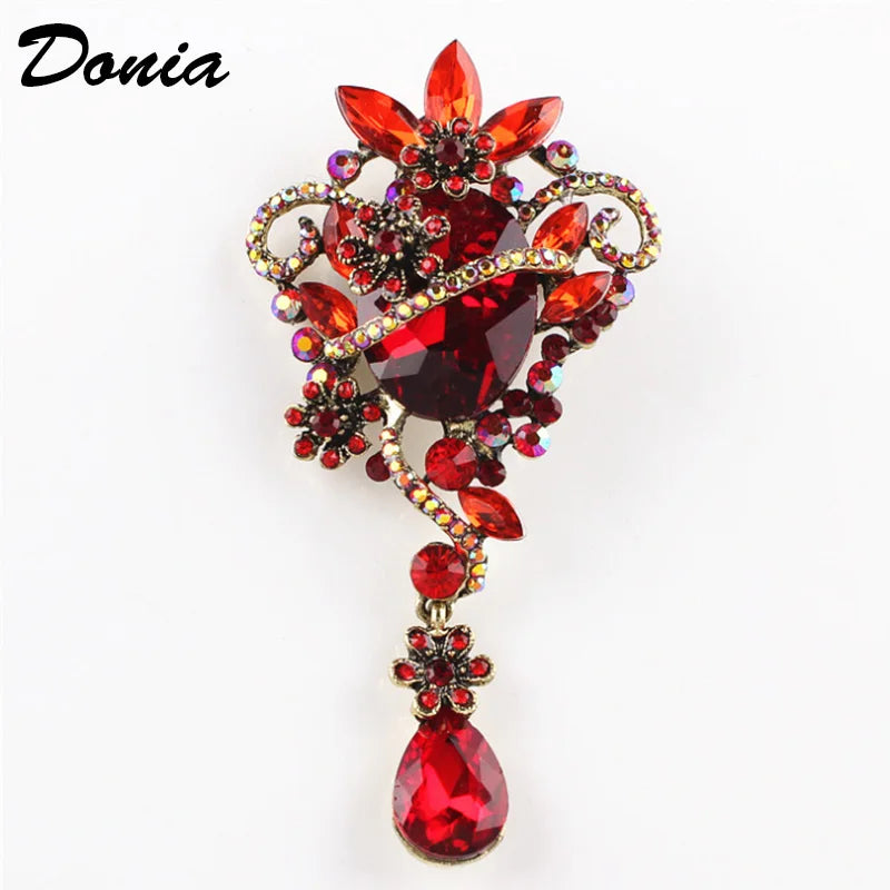 Donia Jewelry Glass Flower Brooch Drop Pendant Accessories