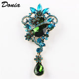 Donia Jewelry Glass Flower Brooch Drop Pendant Accessories