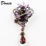 Donia Jewelry Glass Flower Brooch Drop Pendant Accessories