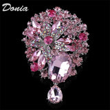 Donia Jewelry Glass Flower Drop Brooch Dress Coat Accessory