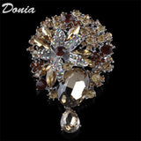 Donia Jewelry Glass Flower Drop Brooch Dress Coat Accessory