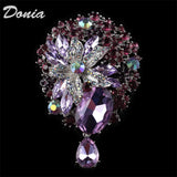 Donia Jewelry Glass Flower Drop Brooch Dress Coat Accessory