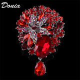 Donia Jewelry Glass Flower Drop Brooch Dress Coat Accessory