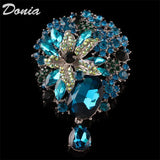 Donia Jewelry Glass Flower Drop Brooch Dress Coat Accessory