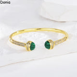 European American Zircon Emerald Open Bracelet Palace Jewelry